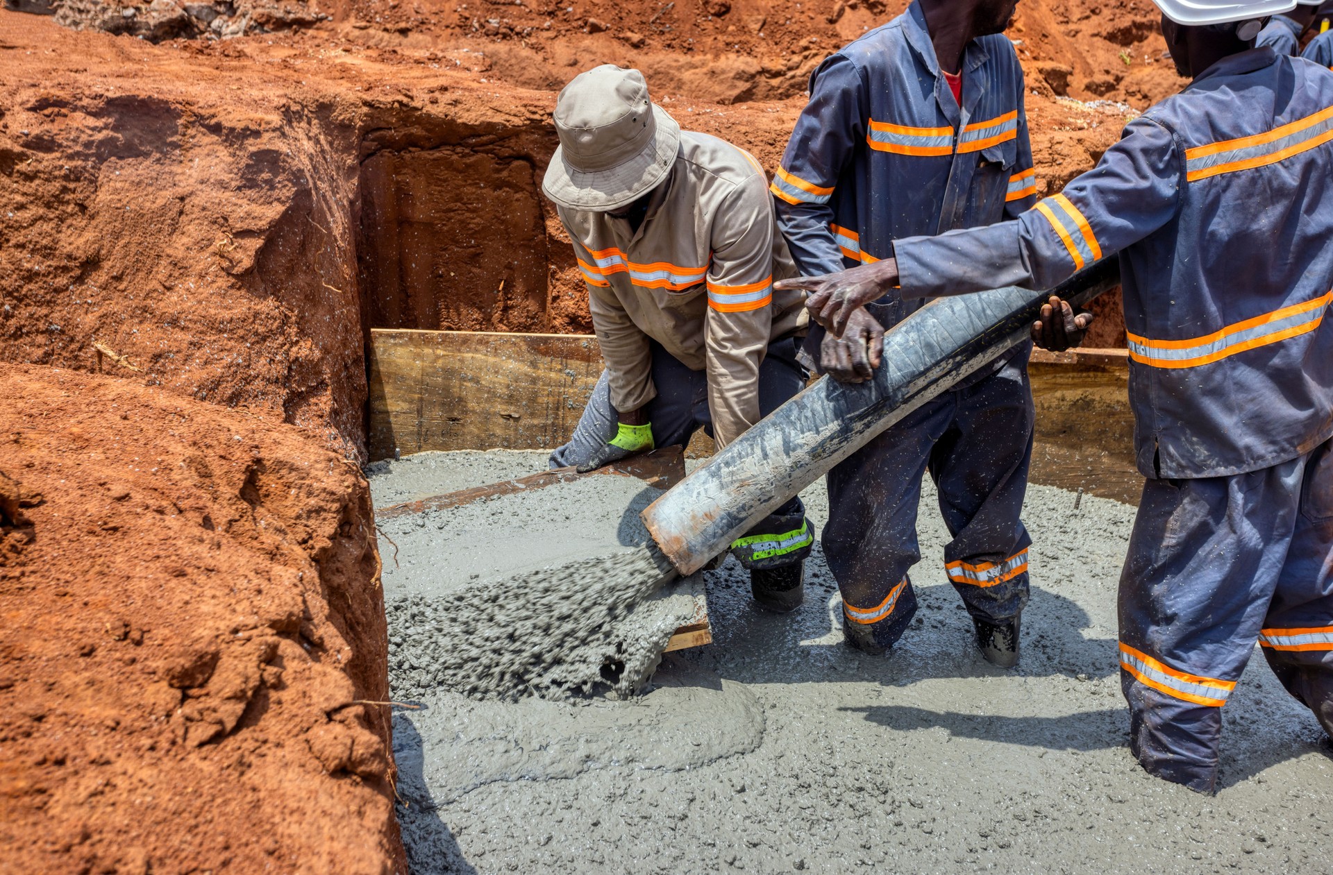 pouring concrete
